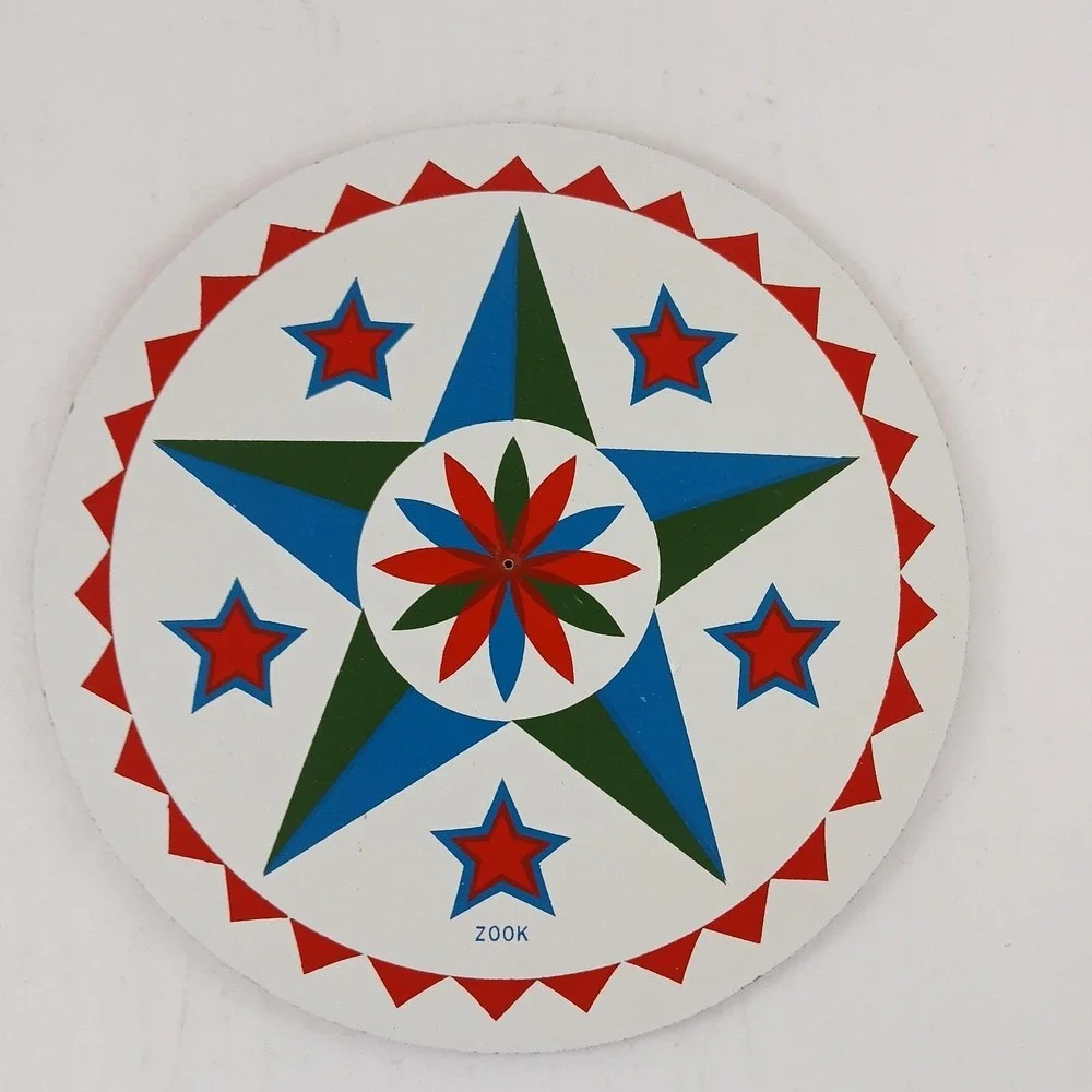 Vtg Zook Trivet Wall Art Pennsylvania  Dutch Star Flower Kitschy MCM 7.75
